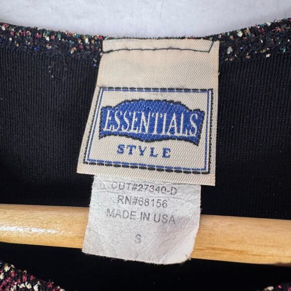 Vintage 90s Stretch Tank Dot Painted Stippled Wavy Lines Sparkles Jeweled Look S - Picture 5 of 7